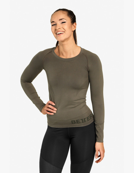 T-shirt NOLITA SEAMLESS LONG SLEEVE WASHED GREEN - Better Bodies