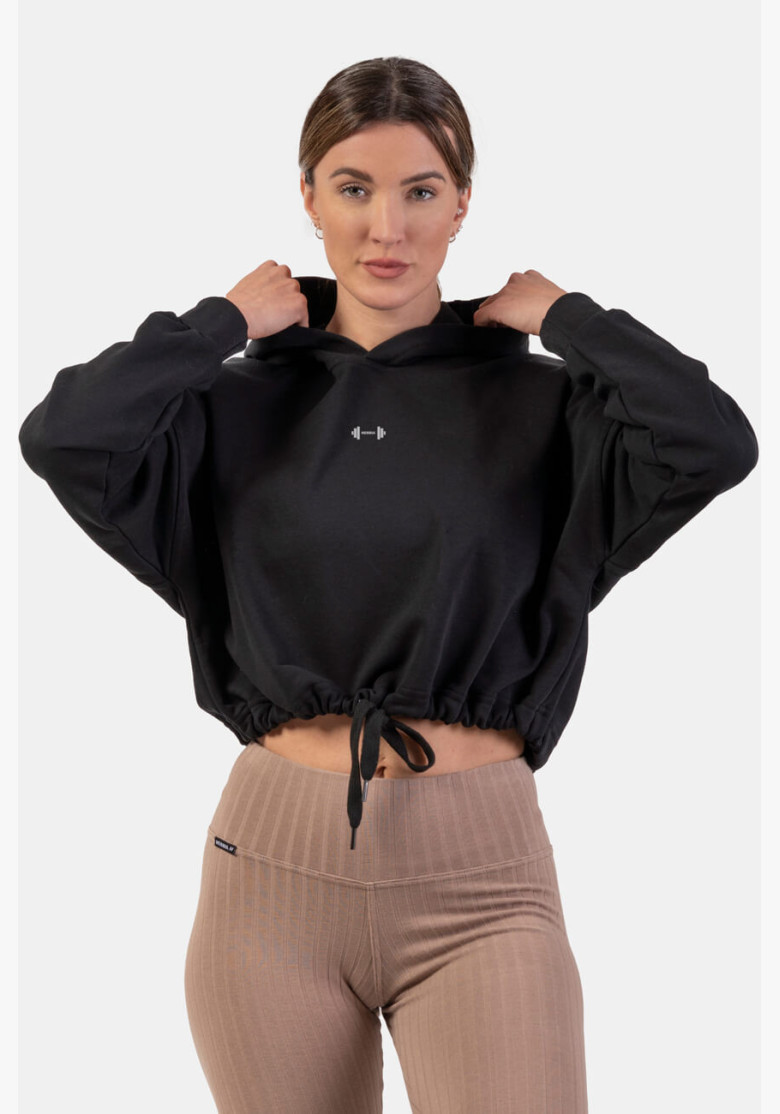 NEBBIA Loose crop hoodie Iconic black