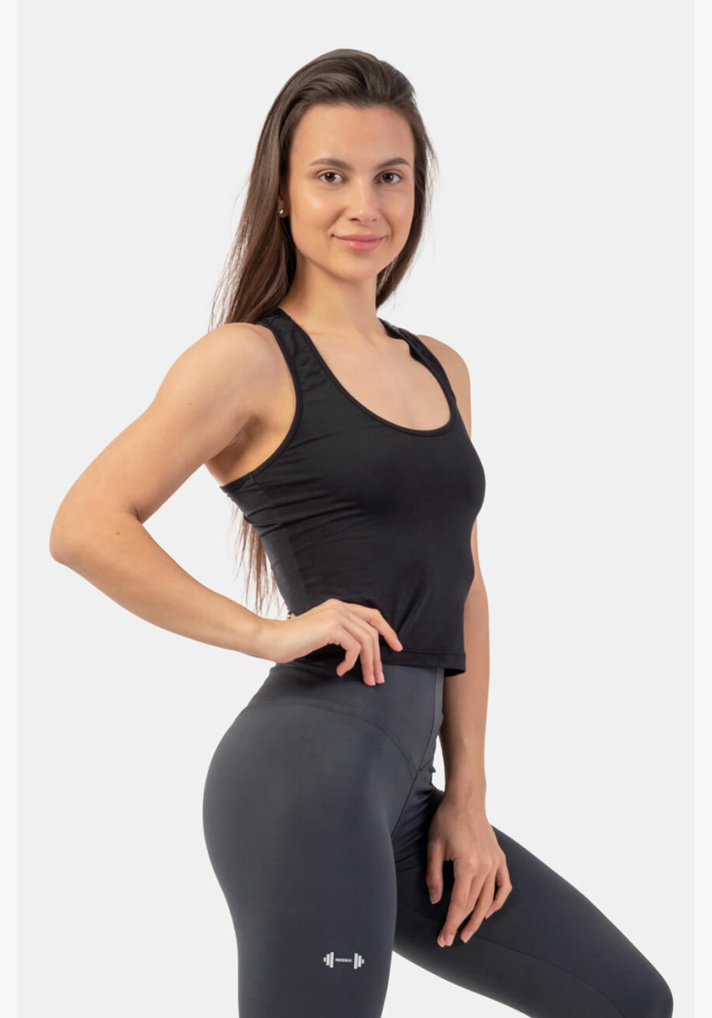 NEBBIA Športové slim-fit crop tielko čierna