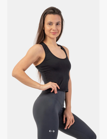 NEBBIA Sports slim-fit crop tank top black