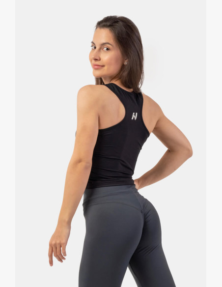 NEBBIA Sports slim-fit crop tank top black