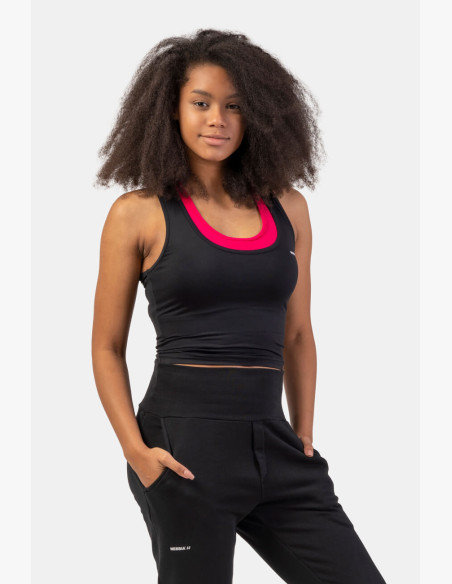 NEBBIA Sports slim-fit crop tank top black