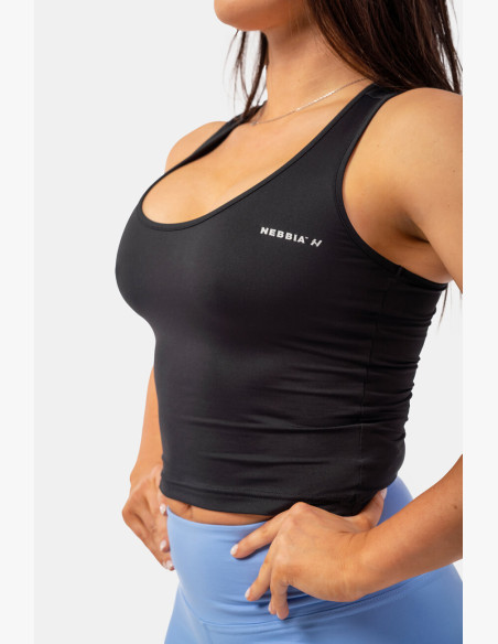 NEBBIA Sports slim-fit crop tank top black
