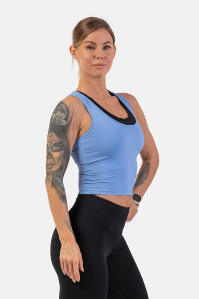 NEBBIA Športové slim-fit crop tielko modrá