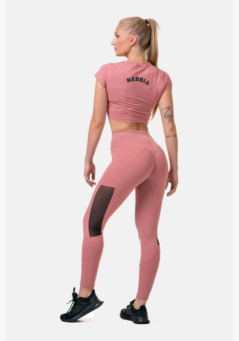NEBBIA Mesh high waisted leggings pink