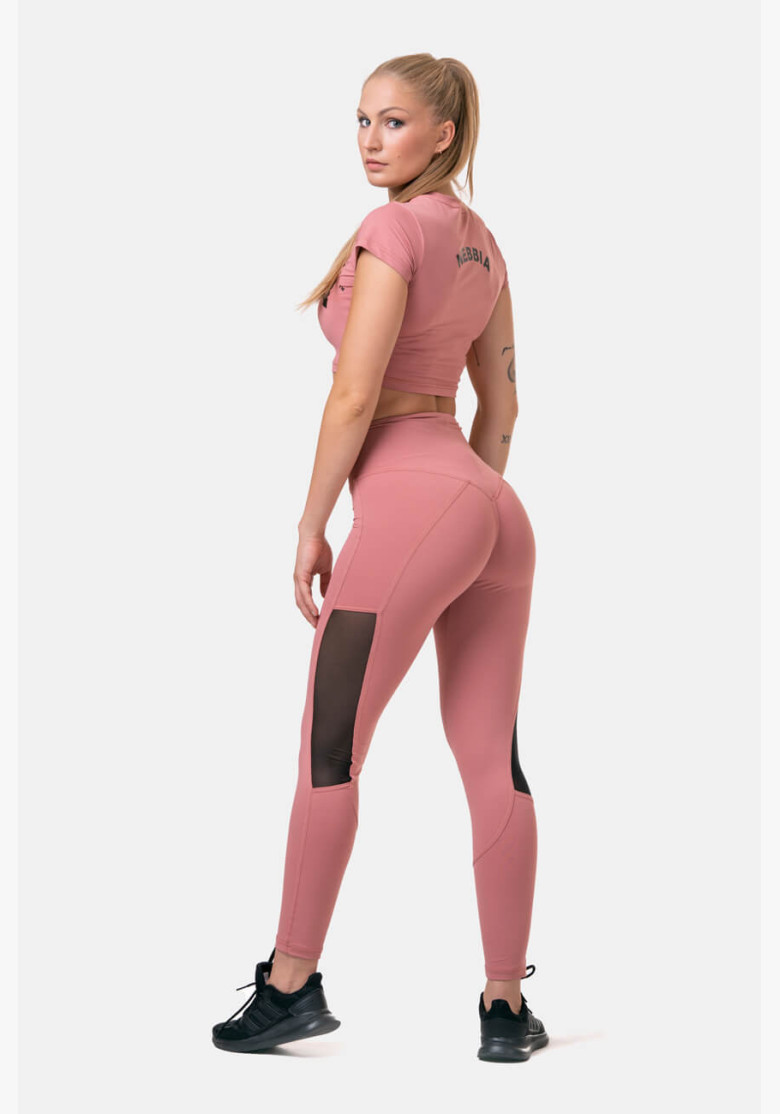 NEBBIA Mesh high waisted leggings pink