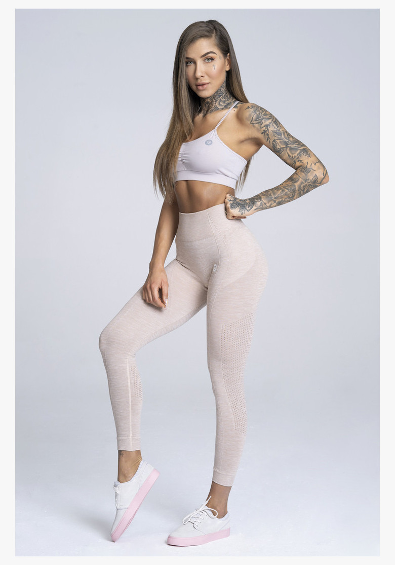 Seamless Fitness Leggings Beige - Gym Glamour