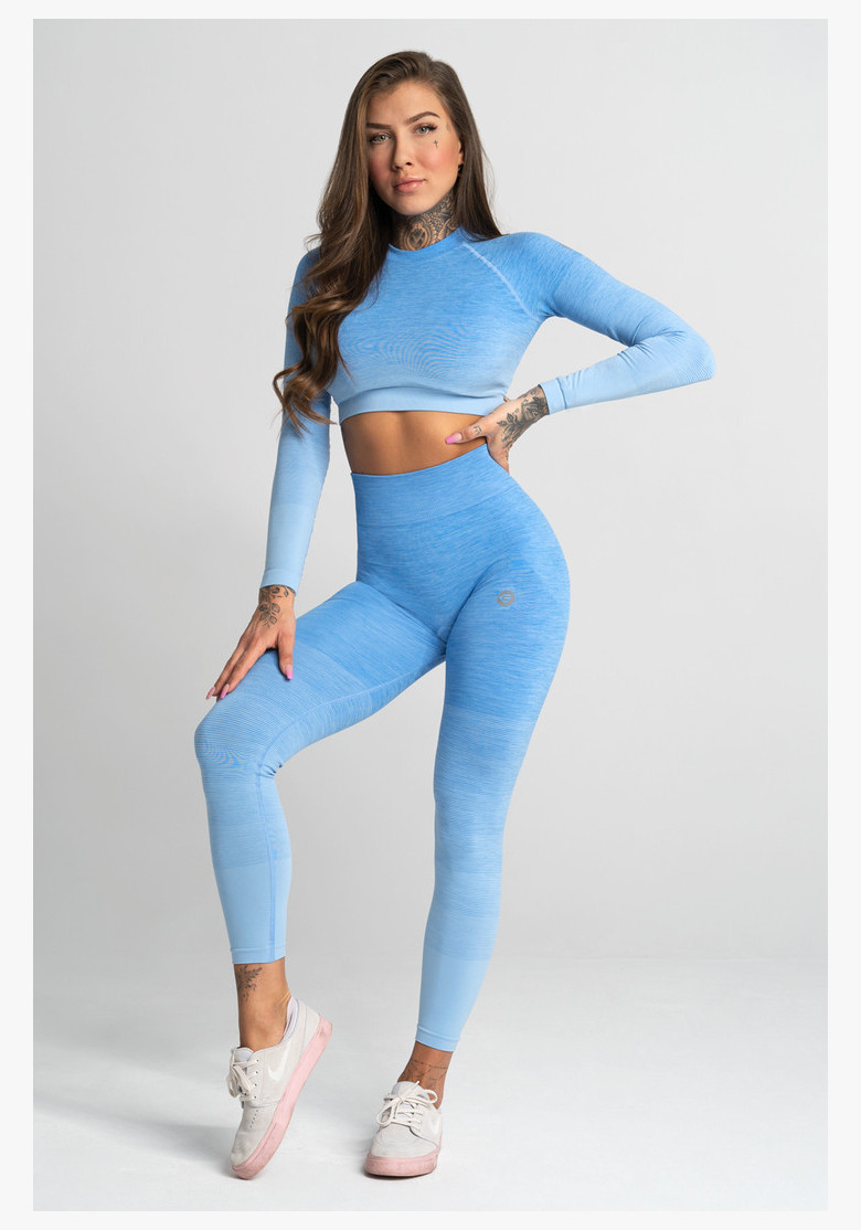 Bezšvové fitness legíny Blue Ombre - Gym Glamour