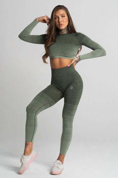 Seamless Fitness Leggings Khaki Ombre - Gym Glamour