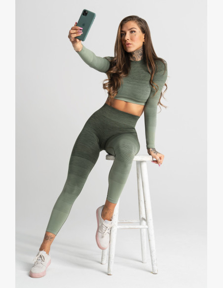 Seamless Fitness Leggings Khaki Ombre - Gym Glamour
