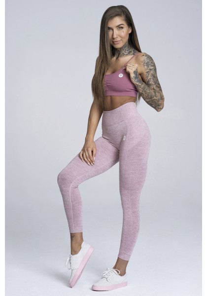 Bezšvové fitness legíny Pink Melange - Gym Glamour