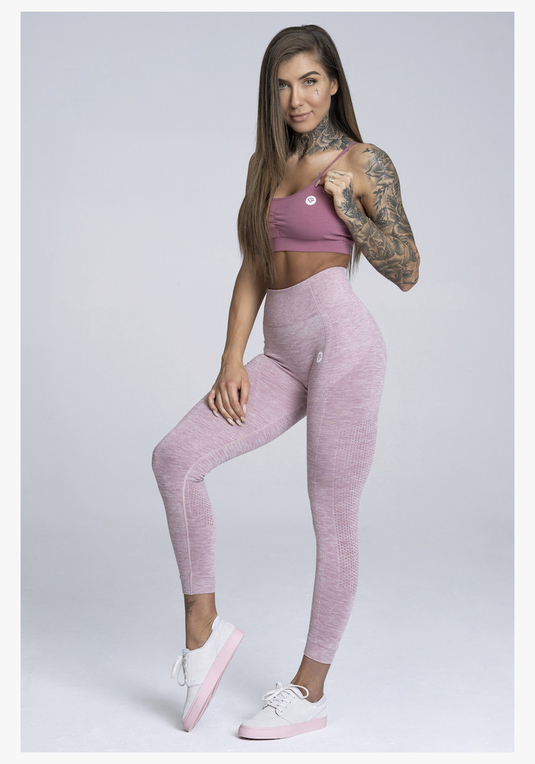 Bezšvové fitness legíny Pink Melange - Gym Glamour