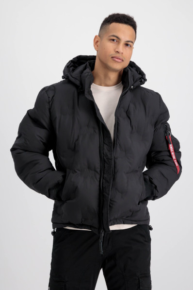 Men's Jacket Alpha Industries Hooded Logo Puffer black