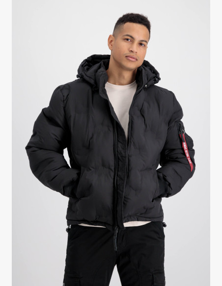 Men's Jacket Alpha Industries Hooded Logo Puffer black