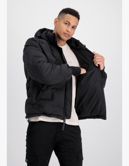 Men's Jacket Alpha Industries Hooded Logo Puffer black