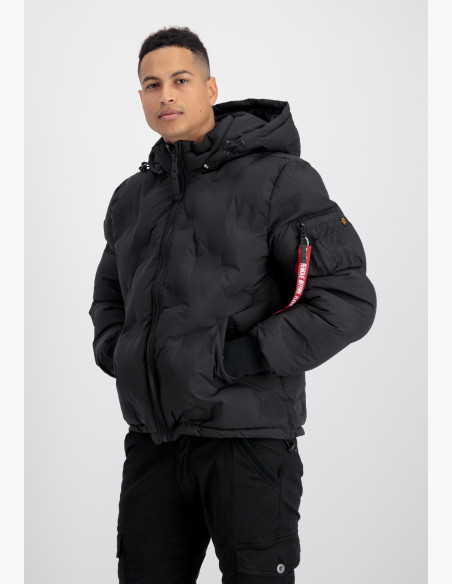 Men's Jacket Alpha Industries Hooded Logo Puffer black