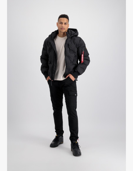 Men's Jacket Alpha Industries Hooded Logo Puffer black