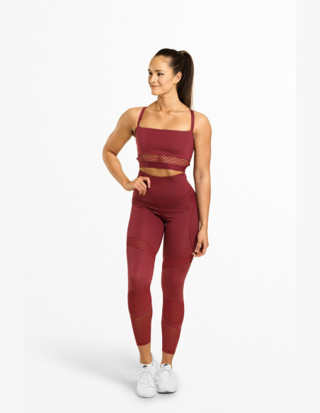 WAVERLY MESH SANGRIA RED Leggings - Better Bodies
