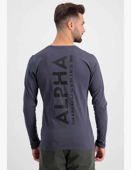 T-shirt Alpha Industries Back Print Heavy LS greyblack