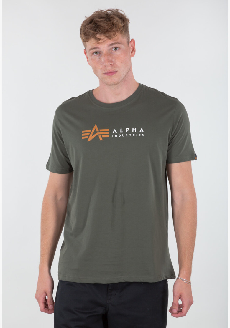 Tričko Alpha Industries Label T Foil Print dark olive