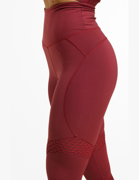 WAVERLY MESH SANGRIA RED Leggings - Better Bodies