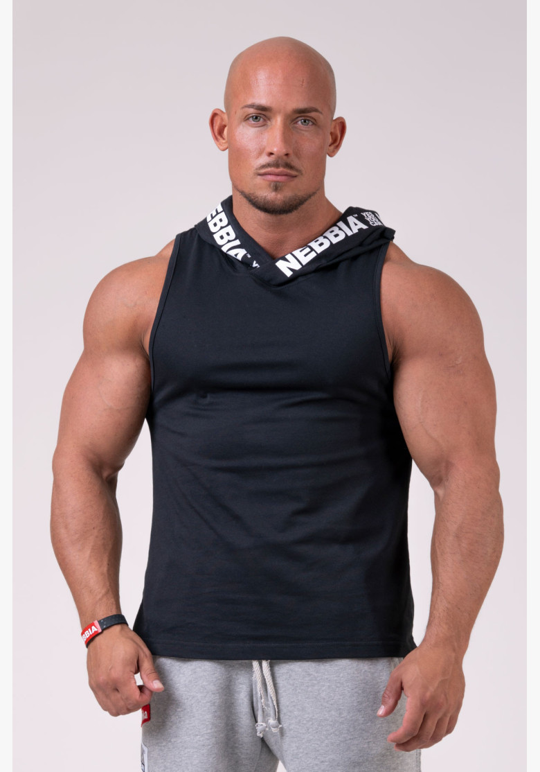 NEBBIA NO EXCUSES hooded tank top black