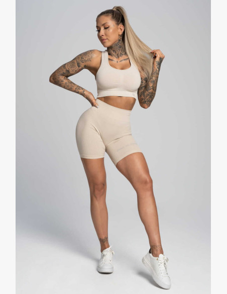 Gym Glamour Bikery Push Up Cream Shorts