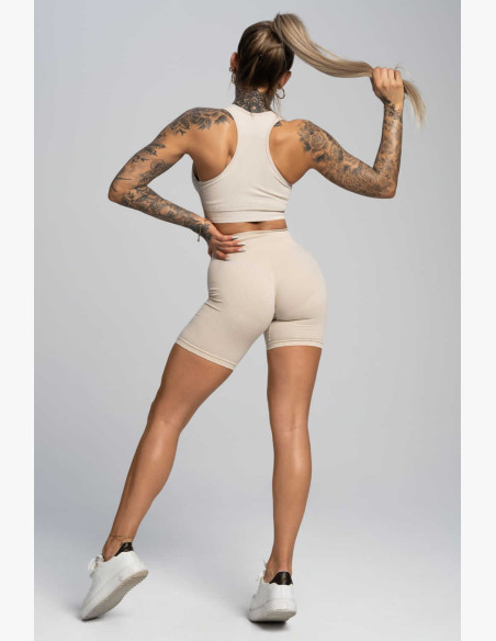 Gym Glamour Bikery Push Up Cream Shorts
