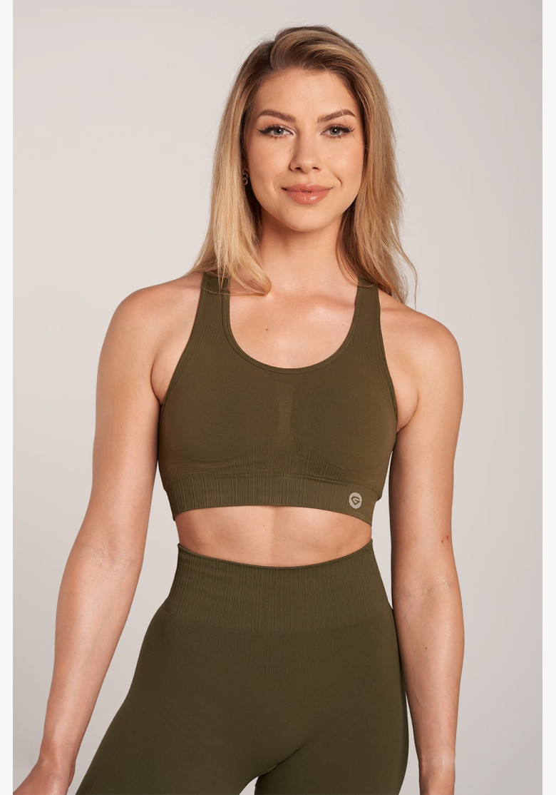 Fitness podprsenka Gym Glamour Push Up Khaki