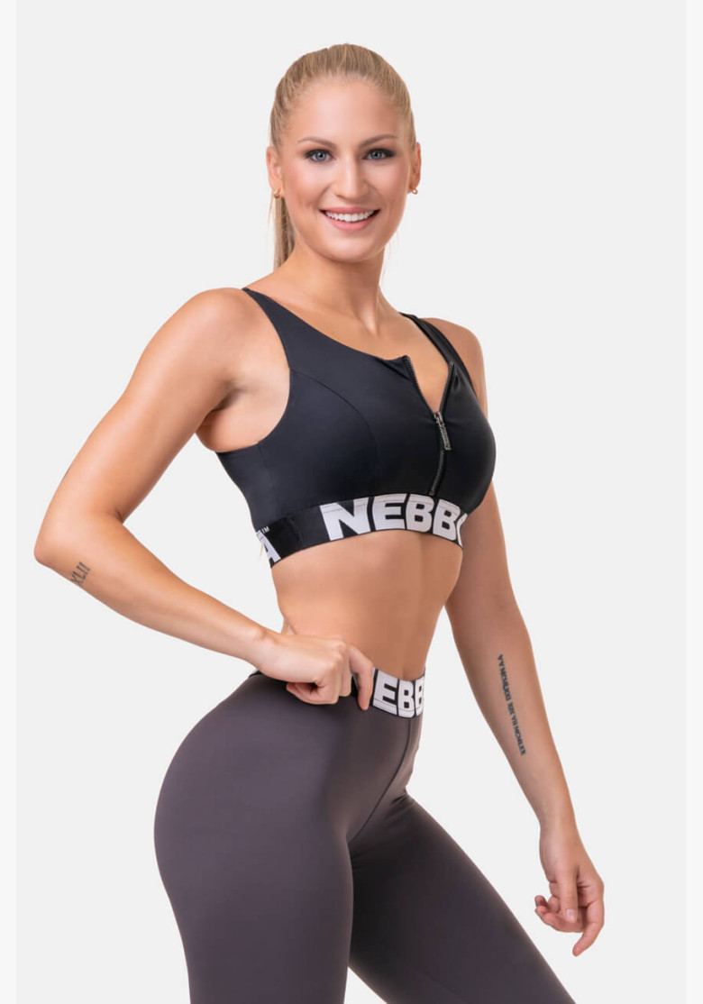 NEBBIA Smart Zip sports bra black NEBBIA Smart Zip sports bra black