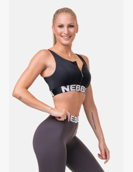 NEBBIA Smart Zip sports bra black