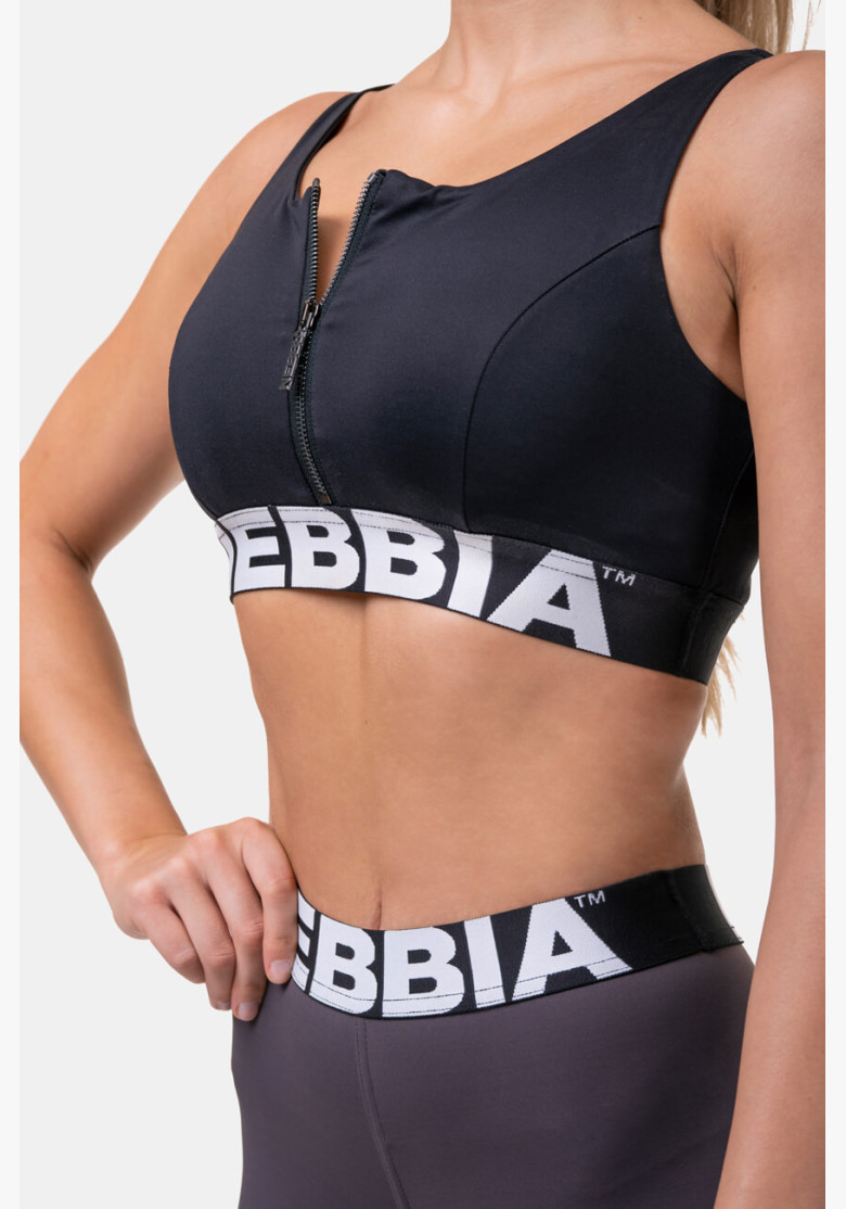 NEBBIA Smart Zip sports bra black NEBBIA Smart Zip sports bra black