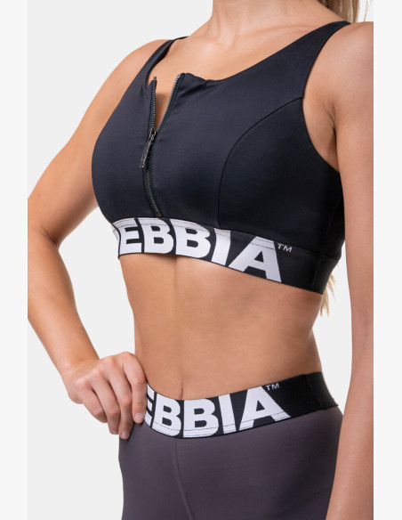 NEBBIA Smart Zip sports bra black