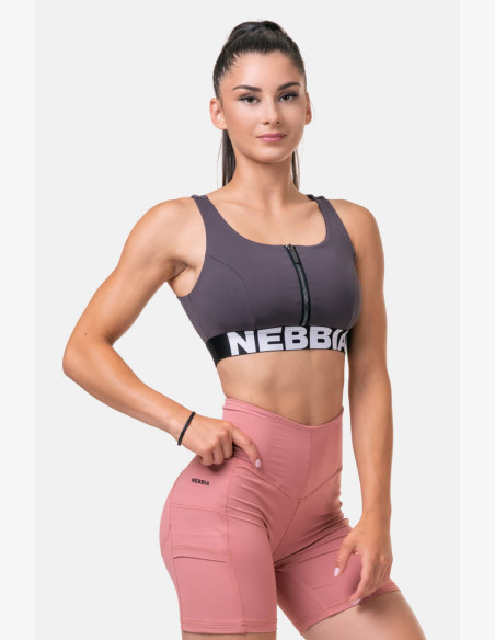NEBBIA Smart Zip sports bra marron