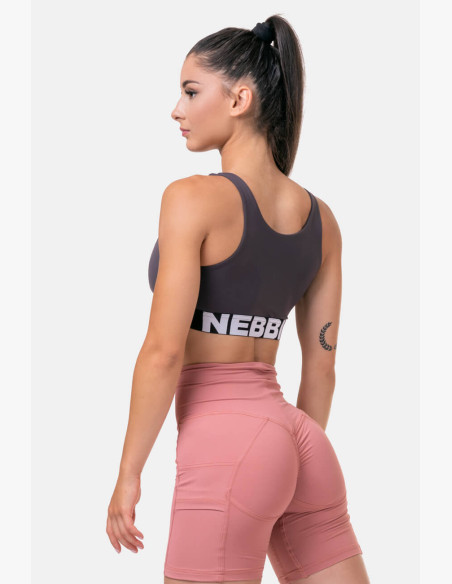 NEBBIA Smart Zip sports bra marron