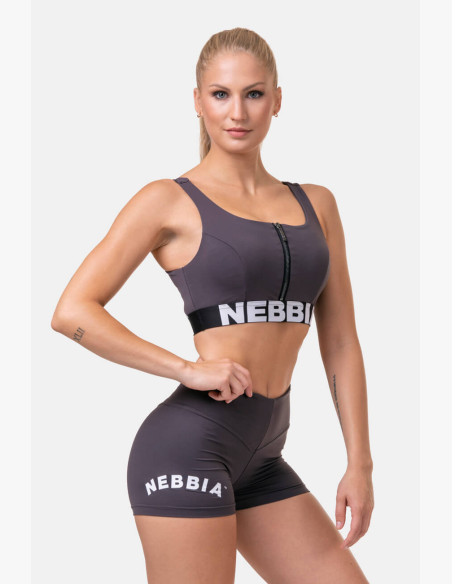 NEBBIA Smart Zip sports bra marron