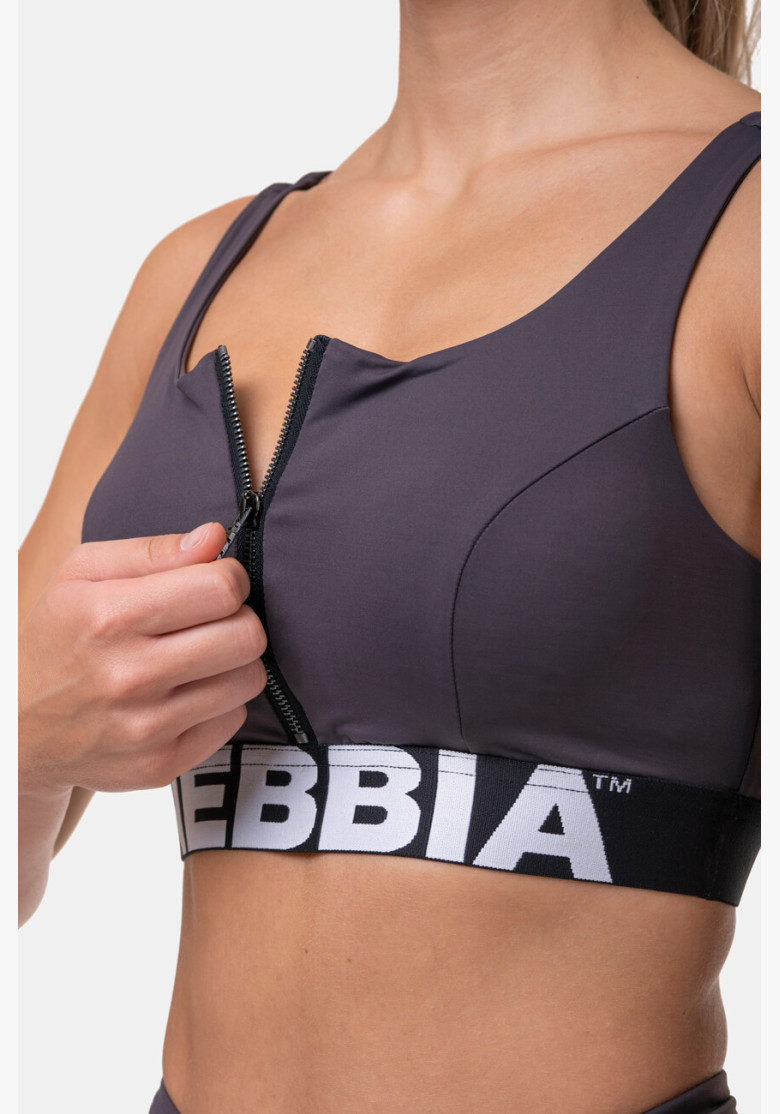 NEBBIA Smart Zip sports bra marron NEBBIA Smart Zip sports bra marron