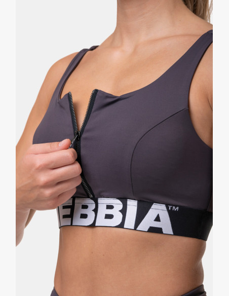 NEBBIA Smart Zip sports bra marron