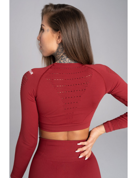 Crop top Gym Glamour long sleeve burgundy
