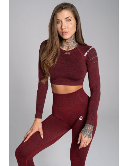 Crop top Gym Glamour long sleeve Bordo Melange