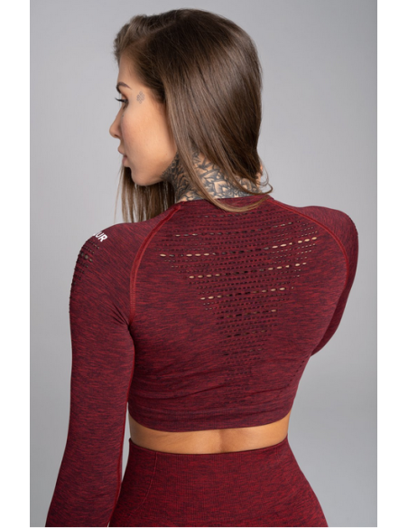 Crop top Gym Glamour long sleeve Bordo Melange