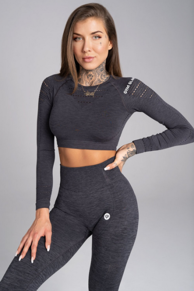 Crop top Gym Glamour long sleeve Grey Melange