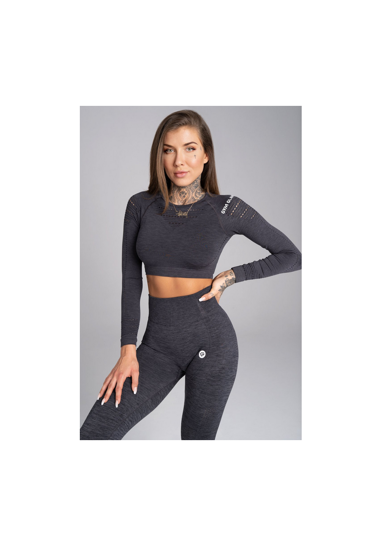 Crop top Gym Glamour s dlhým rukávom Grey Melange