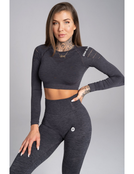 Crop top Gym Glamour long sleeve Grey Melange