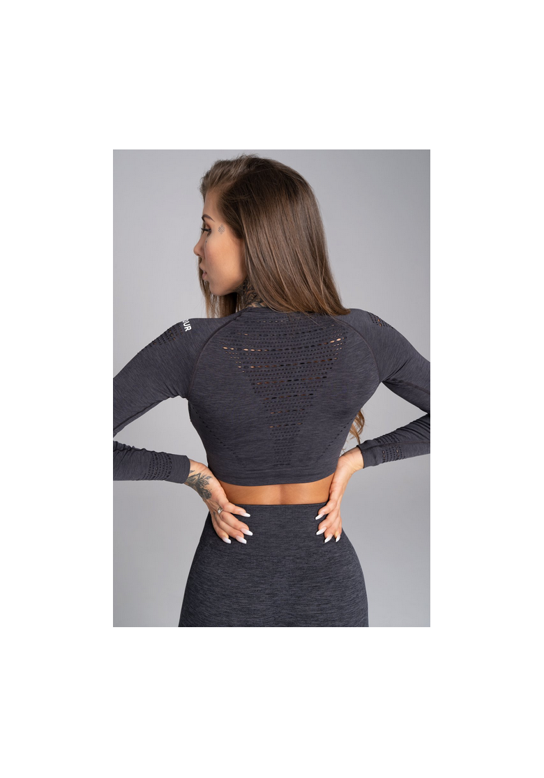 Crop top Gym Glamour long sleeve Grey... Crop top Gym Glamour long sleeve Grey...