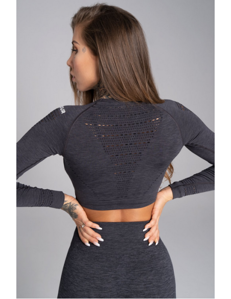 Crop top Gym Glamour long sleeve Grey Melange