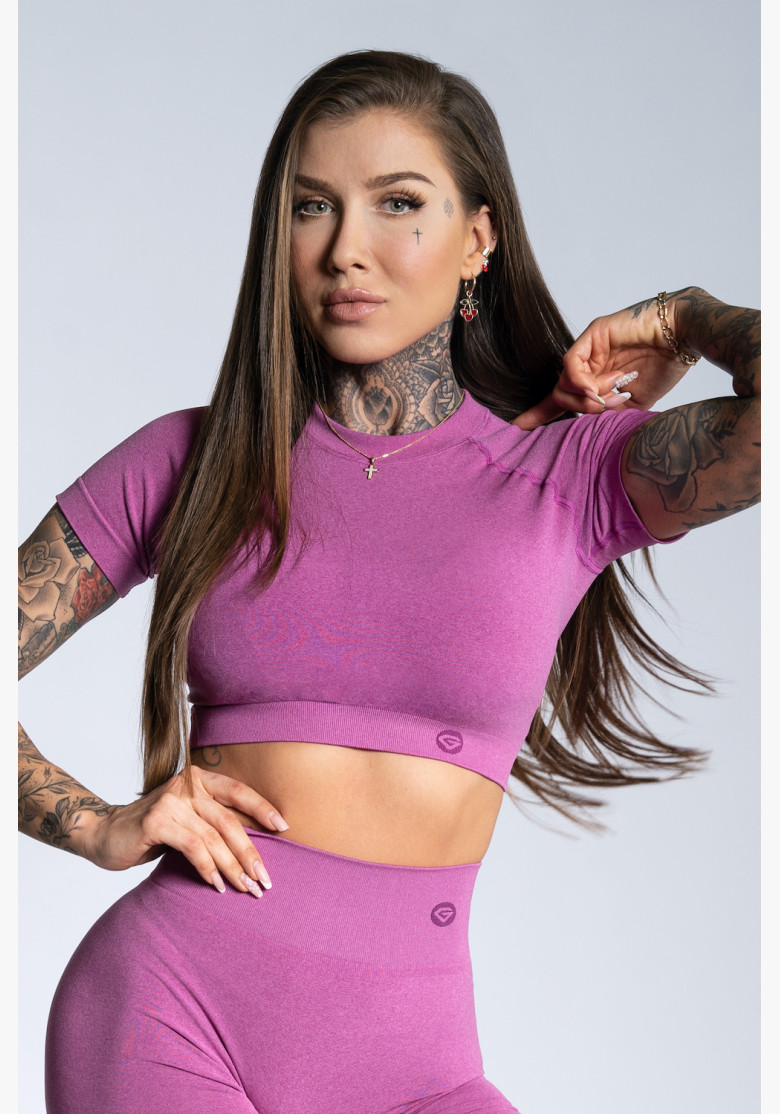 Crop top Gym Glamour s krátkym rukávom Pink Ombre