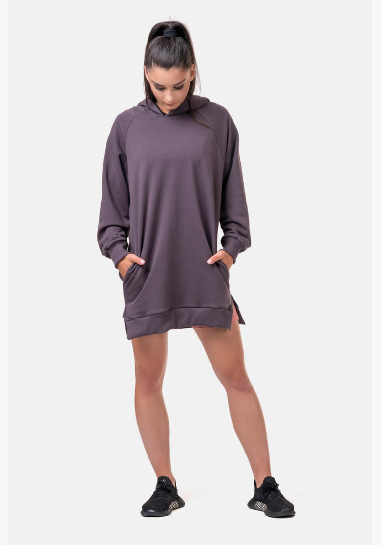 NEBBIA Long Everyday HERO hoodie marron