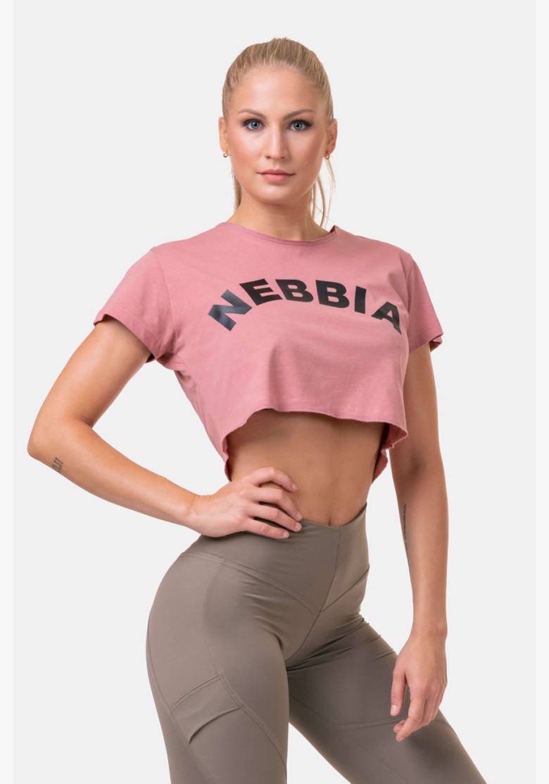 NEBBIA Voľný Fit & Sporty crop top ružová