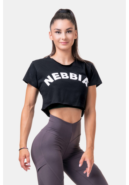 NEBBIA Voľný Fit & Sporty crop top čierna